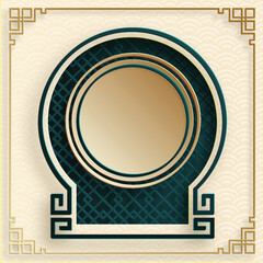 Chinese frame with oriental Asian elements on color background