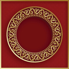 Chinese frame with oriental Asian elements on color background