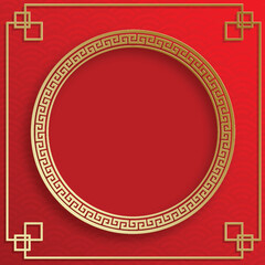 Chinese frame with oriental Asian elements on color background
