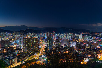 Fototapeta na wymiar View of night of Seoul city, Seoul, Korea