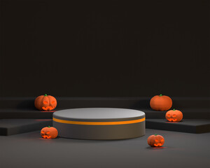 3d render of podium with halloween concept