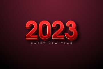 red numbers 2023 happy new year background