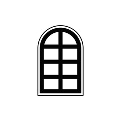 home window icon in black flat glyph, filled style isolated on white background