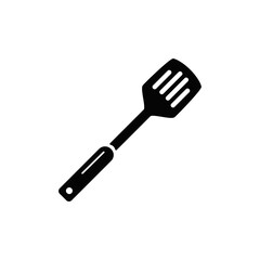 kitchen turner, turning spatula icon in black flat glyph, filled style isolated on white background