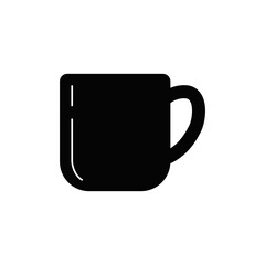 Mug icon in black flat glyph, filled style isolated on white background