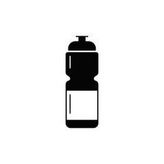 Obraz premium Energy drink water bottle icon in black flat glyph, filled style isolated on white background