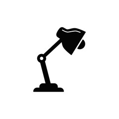 Bedroom lamp, bedside lamp table lamp icon in black flat glyph, filled style isolated on white background