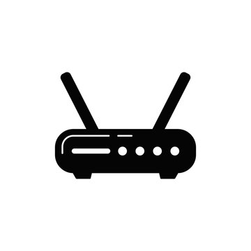 recommend clip art: wifi router, wifi modem icon in black flat glyph, filled style isolated on white background