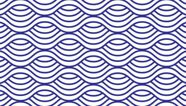 Blue Water Wave Line Pattern Background. Traditional Japanese Style Concept.Vector Illustration.