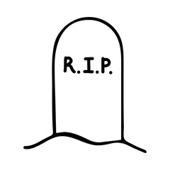 Halloween doodle tombstone. Hand drawn tomb. Hand-drawn gravestone. Vector illustration