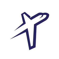 A simple jet aeroplane icon fly diagonally