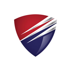 Naklejka premium Shiny shield in 3d look with three chrome streak lines 