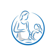 Illustration of pregnant Mom talking to her daughter
