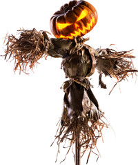 halloween pumpkin scarecrow - obrazy, fototapety, plakaty