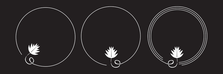 Circle frame design with minimalist leaf sketch elements