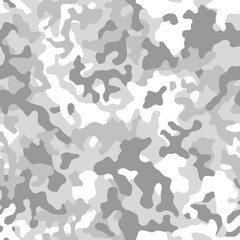 Camouflage seamless texture. Modern fashion design. White camo military pattern. Light grey monochrome, fashionable, fabric. Vector background