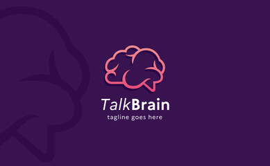 Modern logo design of brain combine with talk. Think idea concept. Brainstorm power thinking brain logotype icon