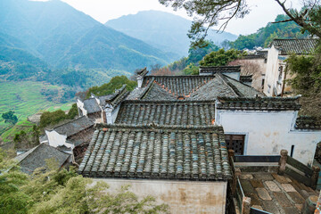 Building eaves in Wuyuan Huangling scenic spot