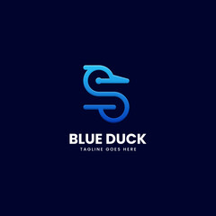 Obraz premium Vector Logo Illustration Blue Duck Gradient Line Art Style