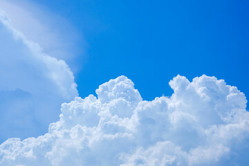 Panoramic view of summer blue sky, gradient, light white background, clear sky. Good weather....