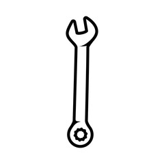 Simple And Clean Wrench Outline Vector Icon Illustration