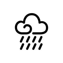 Rainy Cloud Outline Vector Icon Illustration