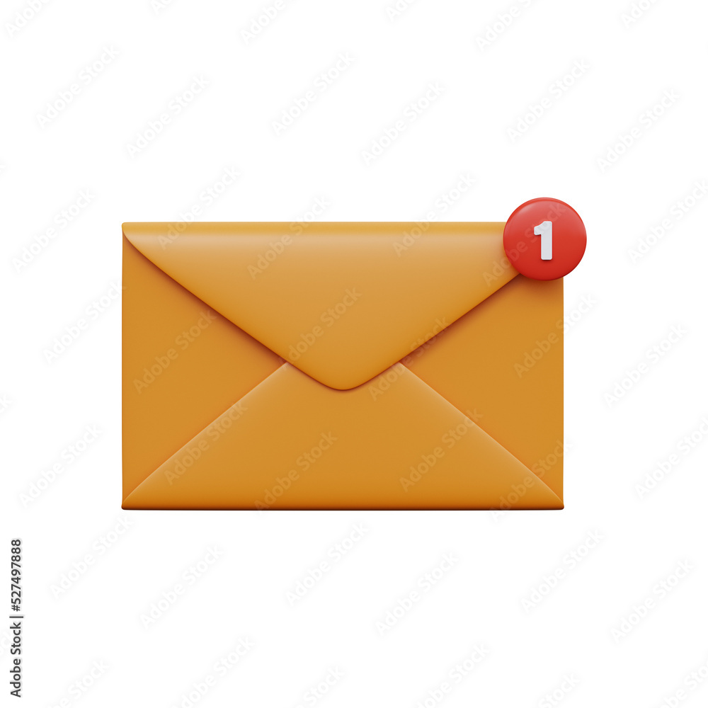 Poster postal envelope with notice. one message. 3d render