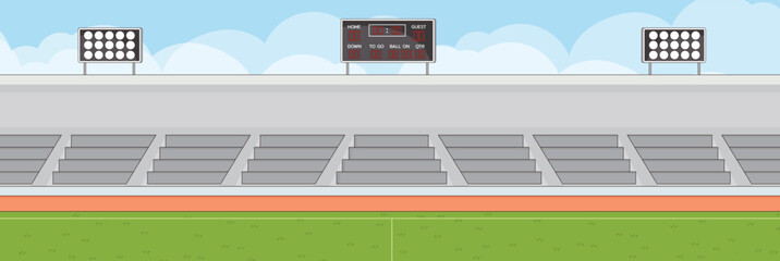 Cute and nice design of football bleachers with furniture and interior objects vector design
