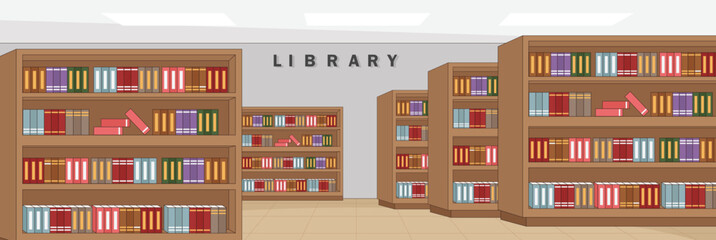 Cute and nice design of Library room and interior objects vector design