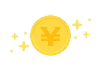 Obraz premium キラキラ光る円マーク･¥の刻印が入った通貨・コイン - 日本のお金のイメージ素材 