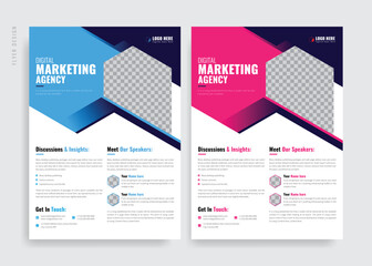 Corporate Company Business Flyer Vector Template. Marketing, services flyer, poster, leaflet design with creative shape