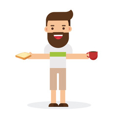 A man eats a very large sandwich.