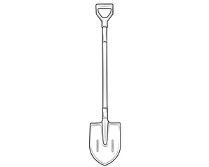 Shovel with handle isolated on white background. Tool for repair and gardening. vector illustration