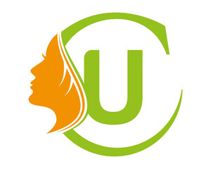 Beauty woman fashion Letter U logo