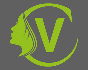 Beauty woman fashion Letter V logo