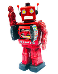 retro  red robot toy  PNG  - 527499684