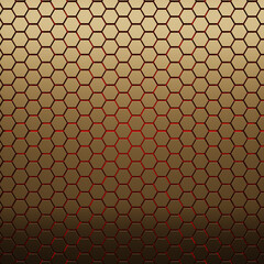 Futuristic gold hexagonal texture background. 3d rendering