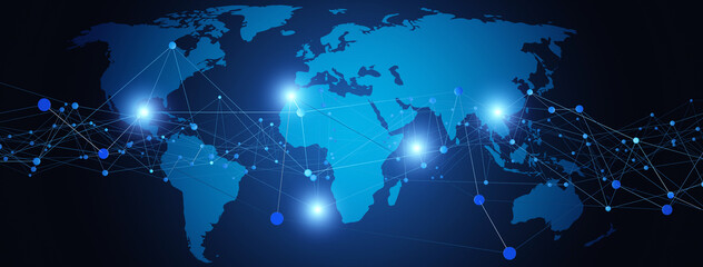 Globalization and communication concept. Earth and luminous rays. 3d rendering