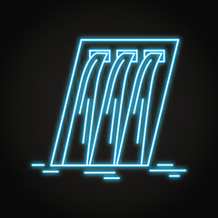 Neon hydroelectric station icon in line style
