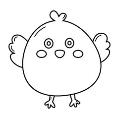 Chicken bird head face line icon doodle linear