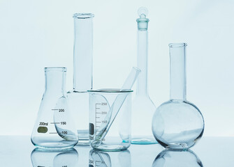 Photo of biochemistry glassware experiment