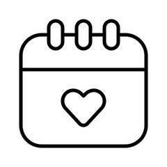 valentines calendar outline vector icon