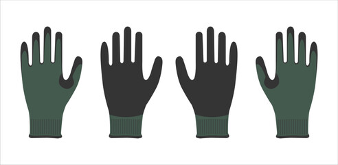 Multi-purpose gloves on white background. Safety gloves for industrial and construction. Garden gloves protect your hands and provide extra grip while working in the soil and with light tool. - vector