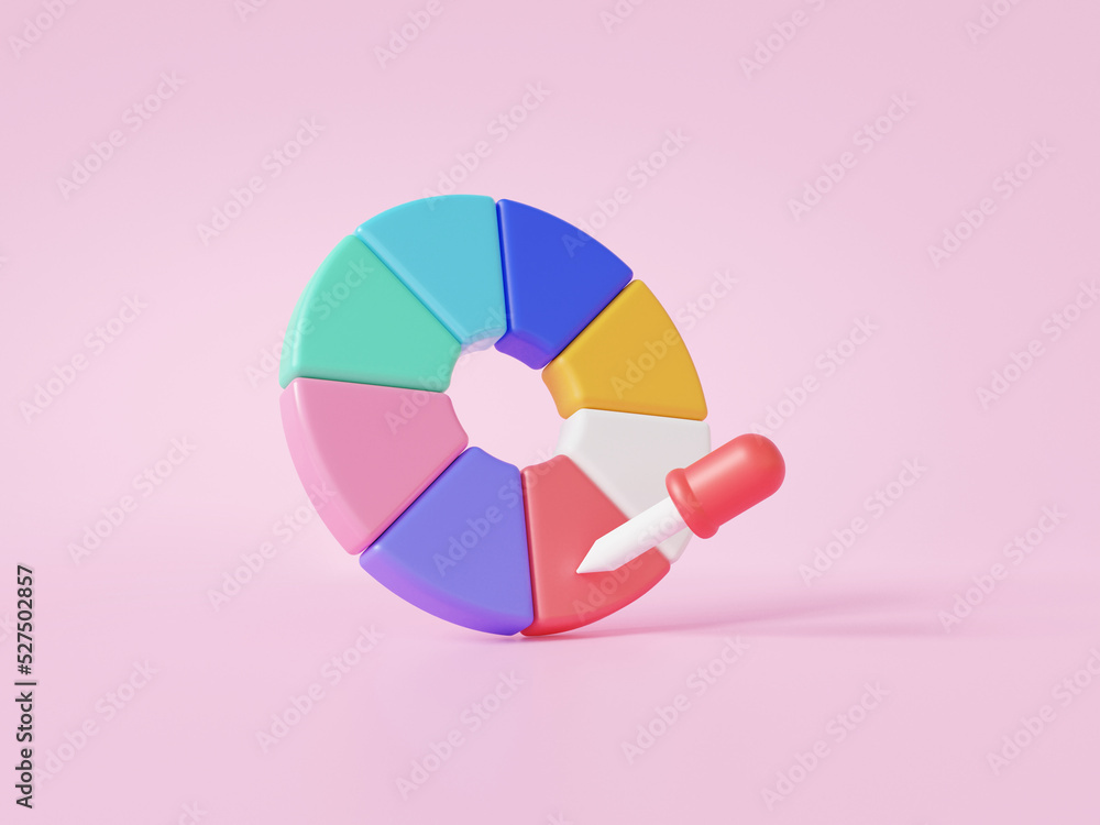 Poster 3d tool suck colors ring icon use in design program floating on pink background. minimal cartoon cut