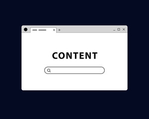 Simple monochrome browser window page pop up vector.