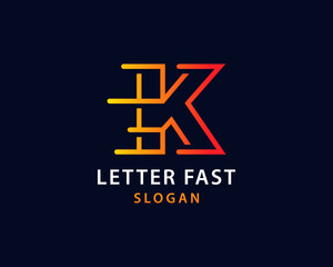 Simple gradient letter K fast logo design template on black background. Suitable for any brand logo.