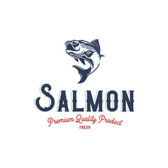 Obraz premium Salmon restaurant logo design template