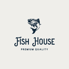 Fish House restaurant logo design template