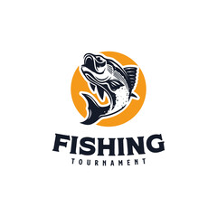 Fishing tournament logo design template