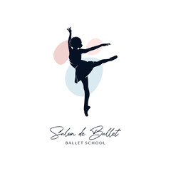 ballet dance illustration logo on white background logo design template
